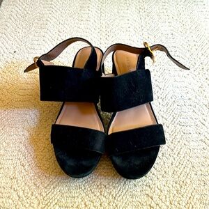 Aerosoles Black Suede Platform Sandal size 8